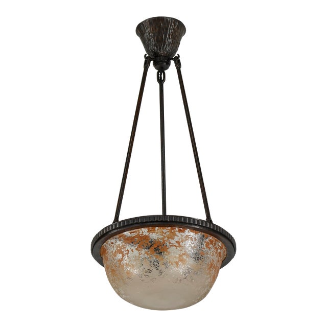 French Art Deco Pendant Light by Daum - 1920s France For Sale