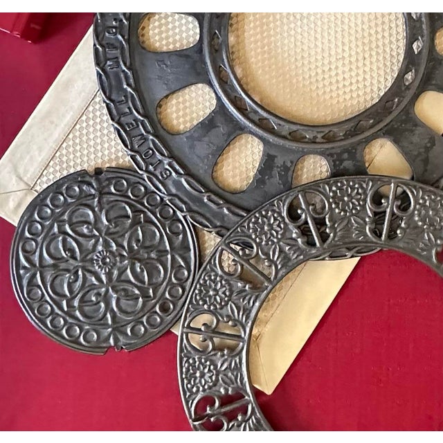 Late 19th Century Antique Round Cast Iron Heat Register/Grate Late 1800's - 3 Piece Set For Sale - Image 5 of 9