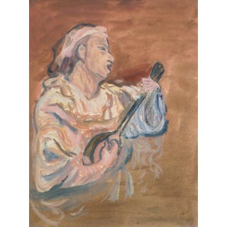 A. Guillaume French "The Mandolinist" Acrylic Painting For Sale