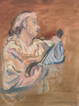 A. Guillaume French "The Mandolinist" Acrylic Painting