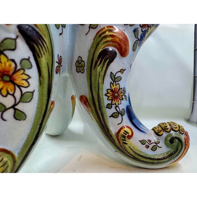 19th Century Rouen Faience 3 Horn Cornucopia Vase From France For Sale - Image 10 of 12