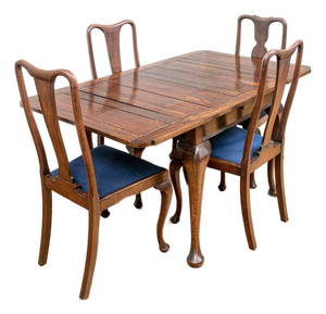 Antique Small Queen Anne Style Extendable Dining Set—Five Pieces