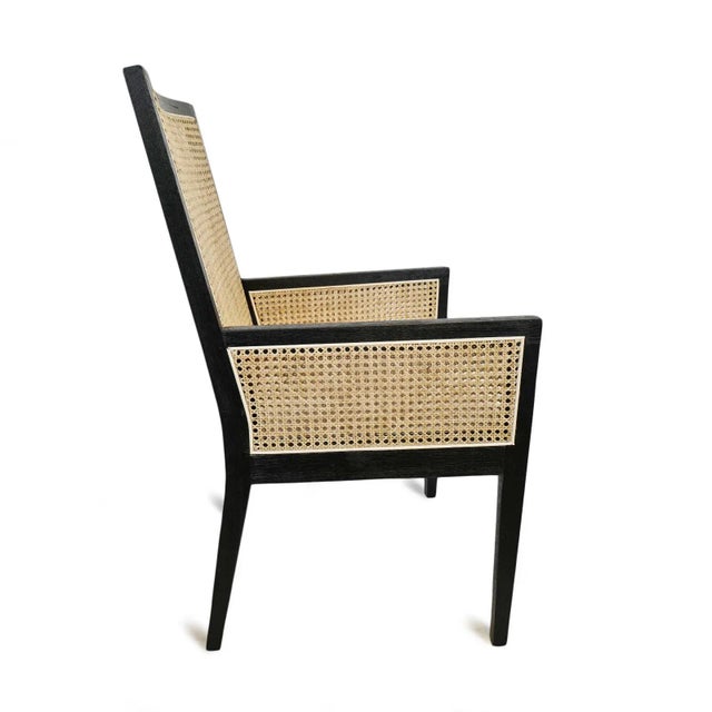 Colonial Black & Cane Dining Arm Chair For Sale - Image 4 of 11