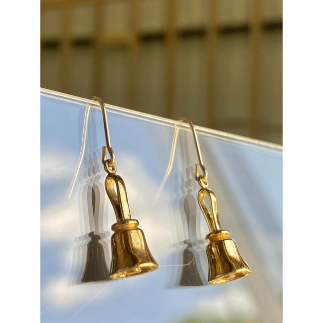 American Bell Earrings in Gold Washed Sterling Silver For Sale - Image 3 of 12