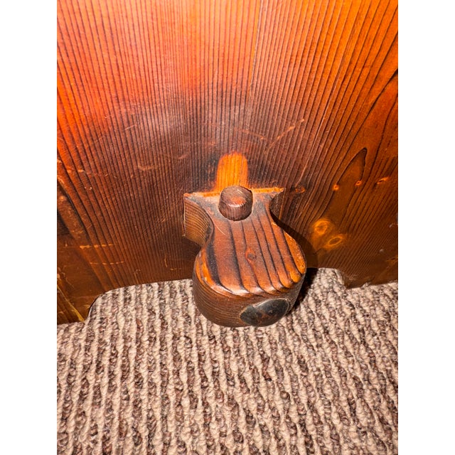 Vintage Spanish Colonial Rustic Pine Trestle Style Bench For Sale - Image 4 of 4