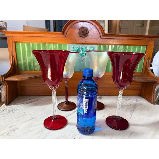 Glass Contemporary Art Glass Wines by Rick Strini - Set of 4 For Sale - Image 7 of 12