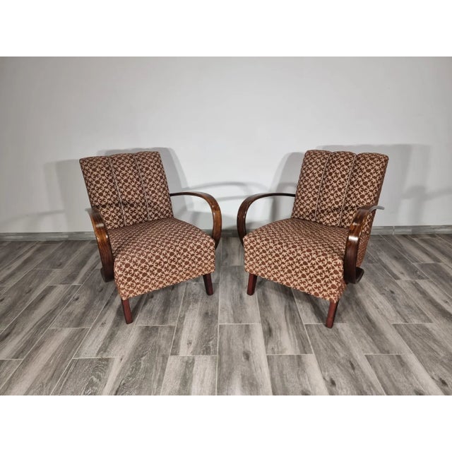 Brown Art Deco Armchair by Jindrich Halabala For Sale - Image 8 of 11
