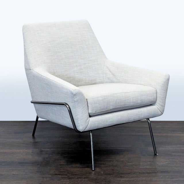 Modern West Elm Lucas Modern Lounge Chair in Light Gray Upholstery For Sale - Image 3 of 9