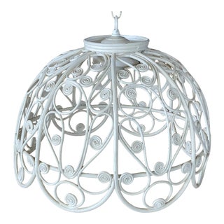 Vintage Boho Chic Bent Rattan Fiddlehead Chandelier For Sale