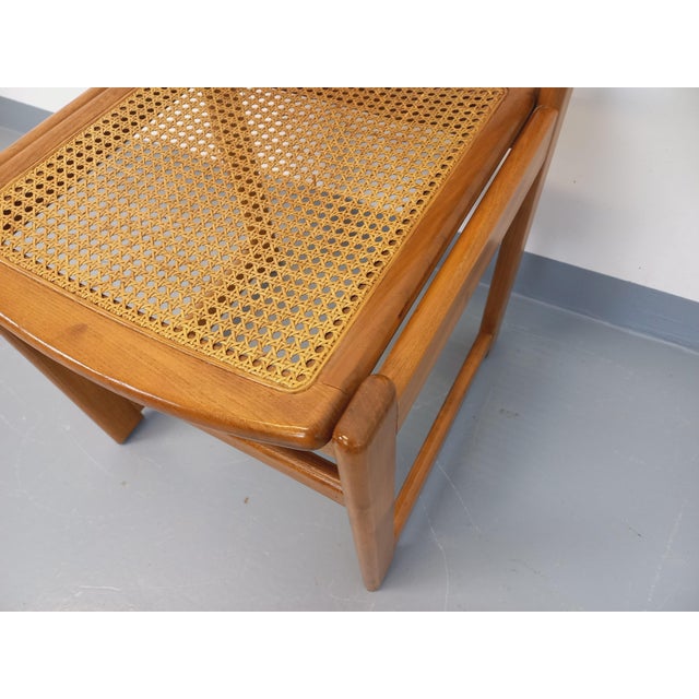 Vintage chair from the 1970s and 1980s, solid beech wood frame and backrest, high-quality cane seat, sled legs, very good...