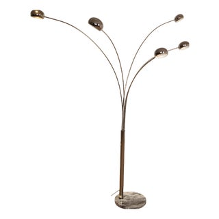 Vintage Swedish Floor Lamp in Chrome and with Marble Foot from Cottex For Sale