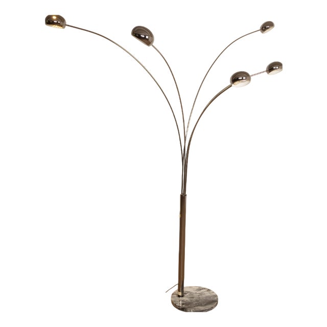Vintage Swedish Floor Lamp in Chrome and with Marble Foot from Cottex For Sale