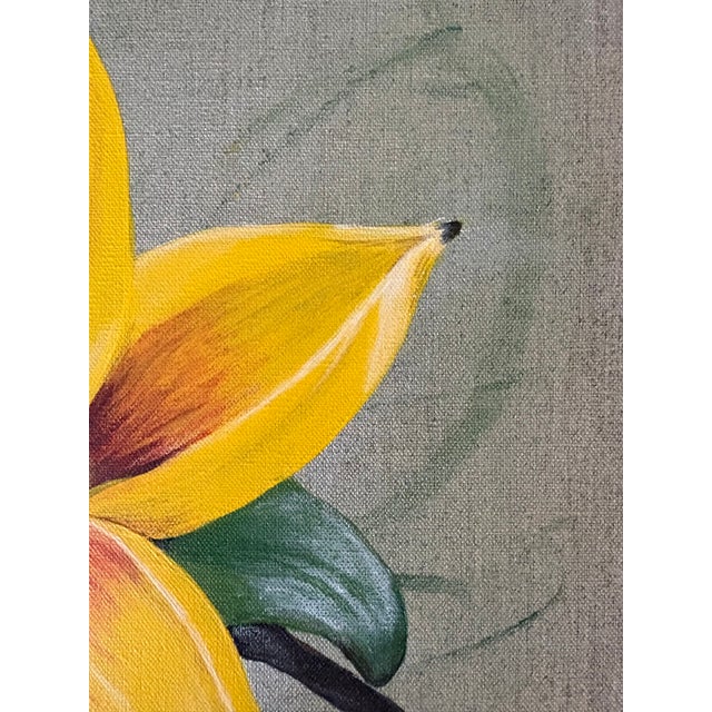 2010s Modern Oil Painting - Yellow Flower For Sale - Image 5 of 11