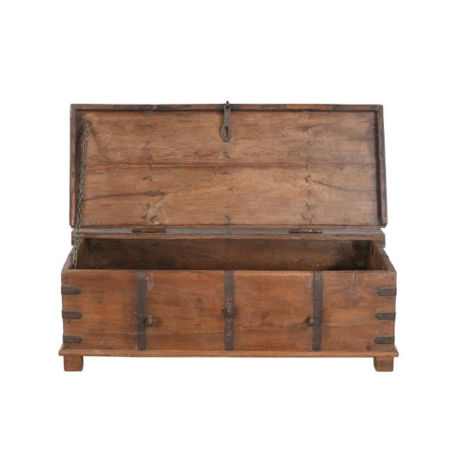 Indian Antique Indian Teakwood Blanket Chest/Coffee Table, C. 1900 For Sale - Image 3 of 4