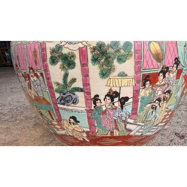 20th Century Chinese Famille Rose Porcelain Fishbowl Planter With Figural Scenes For Sale - Image 10 of 14