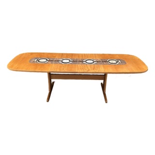 Vintage Danish Modern Teak & Tile Extension Dining Table by Gangso Mobler For Sale