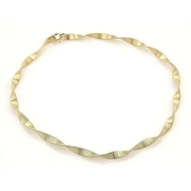 Contemporary Mid 20th Century Wide Fancy Twisted 14k Yellow Gold Necklace For Sale - Image 3 of 4