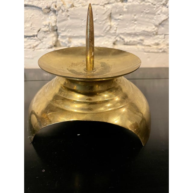 1980s Post Modern Japanese Brass Candle Holders- a Pair For Sale In Tampa - Image 6 of 9
