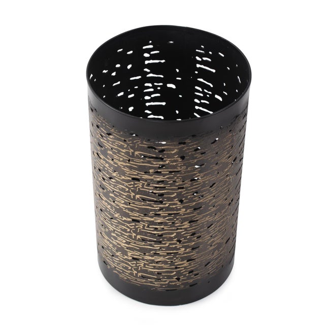 Kenneth Ludwig Chicago Golden Thread Cylindrical Large Candle Holder For Sale - Image 4 of 10