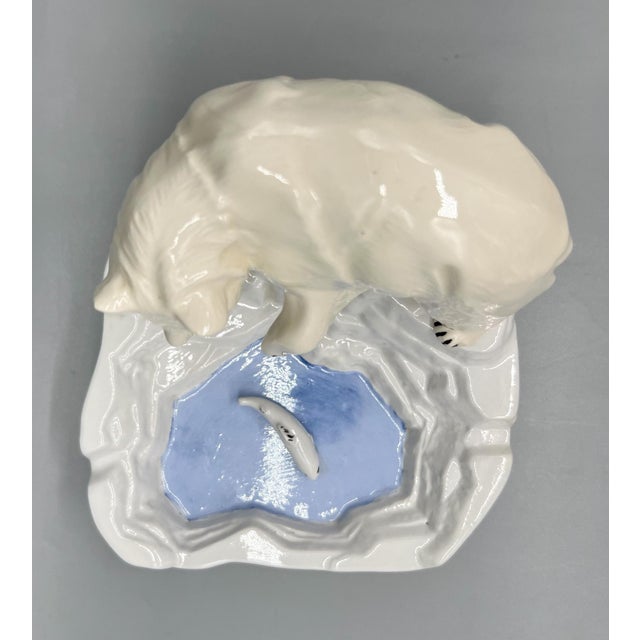1970s 1970's Ceramic Polar Bear and Fish Vide Poche / Catchall Dish For Sale - Image 5 of 12