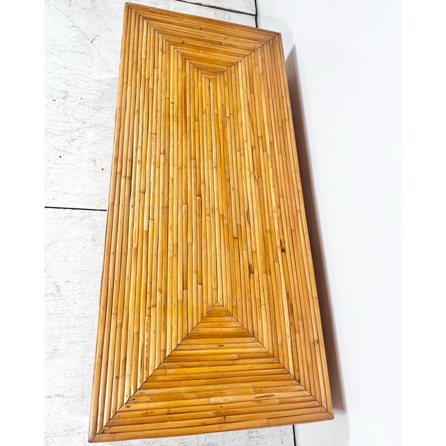Brown Vintage Milo Baughman Split Reed Rattan Bamboo Chrome Coffee Table For Sale - Image 8 of 12
