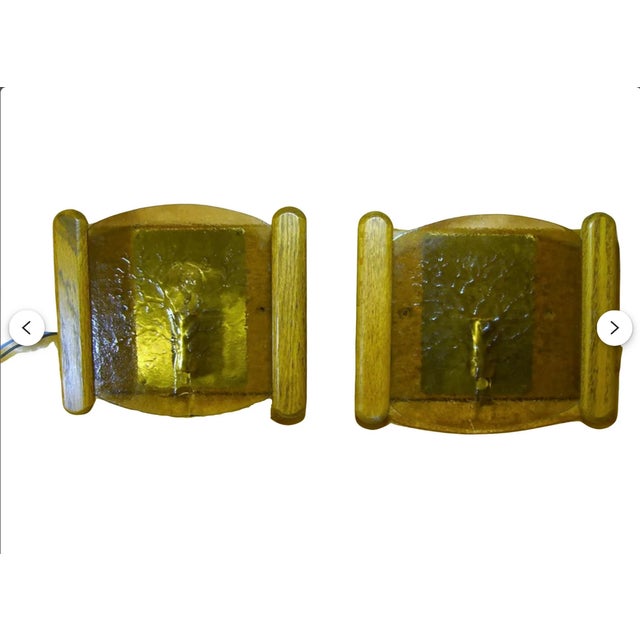 Mid-Century Modern Art Deco Brass, Wood and Glass Sconces from Fischer Leuchten, 1970s, Set of 2 For Sale - Image 10 of 11