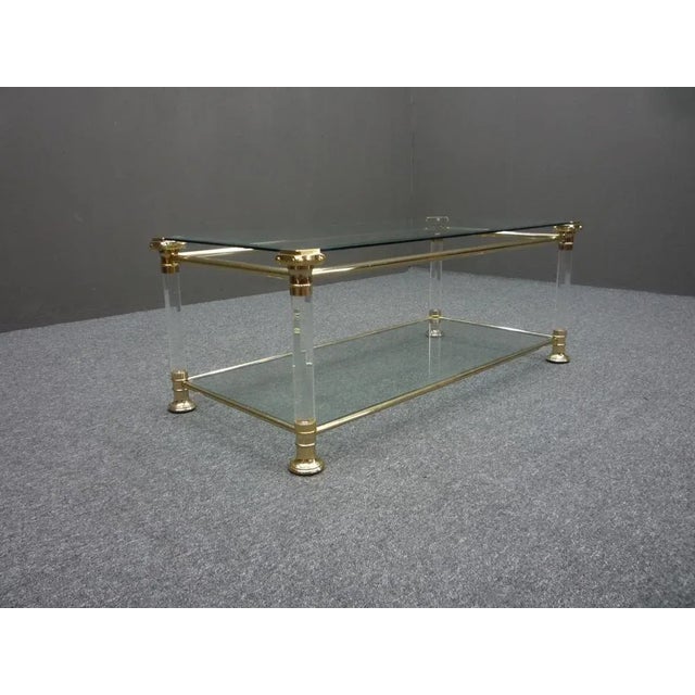 Mid-Century Modern Regency Acrylic Glass and Brass Side Table, 1970s For Sale - Image 3 of 11