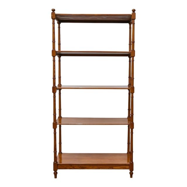 English Regency Pine Etagere, Early 19th Century, Four Shelves, Turned Supports For Sale