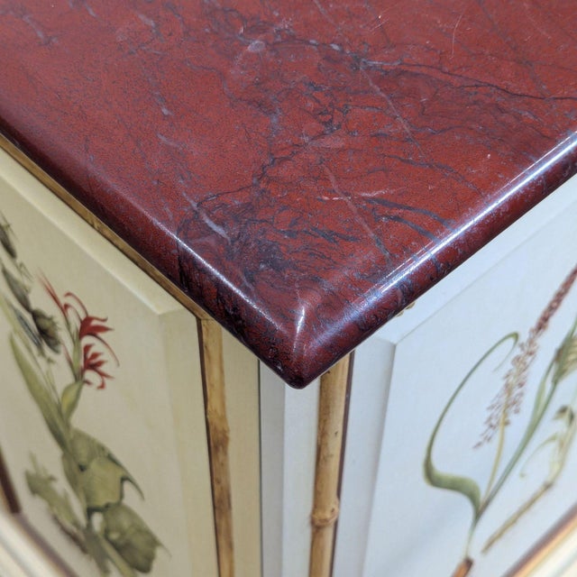 Cream Botanical Hand Painted Media Cabinet For Sale - Image 8 of 12