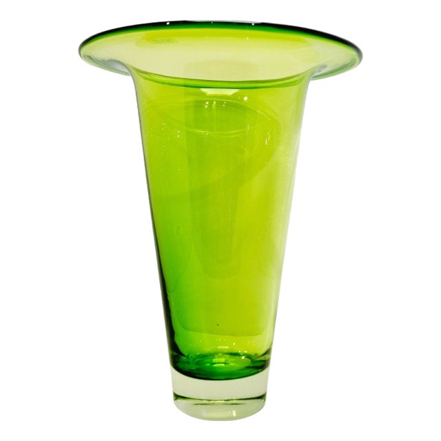 Large Vintage Neon Green Vase from Schott Zwiesel, 1970s For Sale
