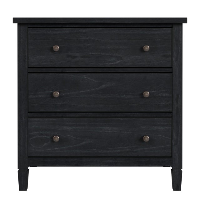 Spritely Home Accent Furniture Flagstaff 30 in. W Rectangular Wood 3 Drawer Dresser, Washed Black For Sale - Image 4 of 8