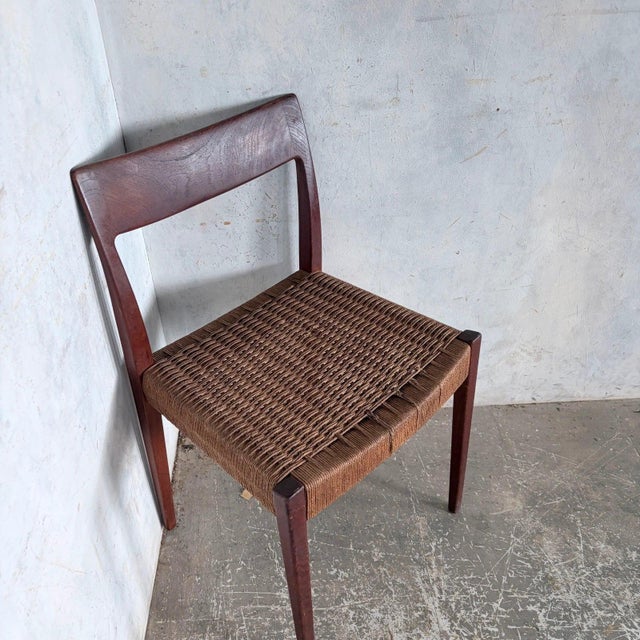 Danish Teak Pia Dining Chair with Rush Seat by Poul Cadovius, 1960s For Sale - Image 3 of 11