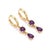 Imbue your style with royal radiance using these mesmerizing purple drop earrings. Plated in gleaming 18k yellow gold,...
