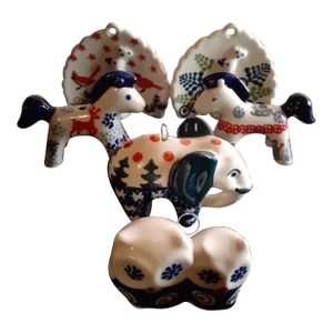Vintage Boleslaweic Poland Ceramic Animal Figurine Ornaments- Set of 6