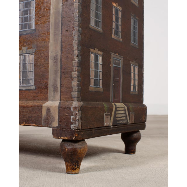 Country English Painted Pine Trunk With Georgian House Facade For Sale - Image 16 of 18