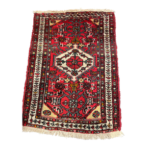 1990s Handwoven Persian Hamedan Area Rug 2'0" X 2'10"
