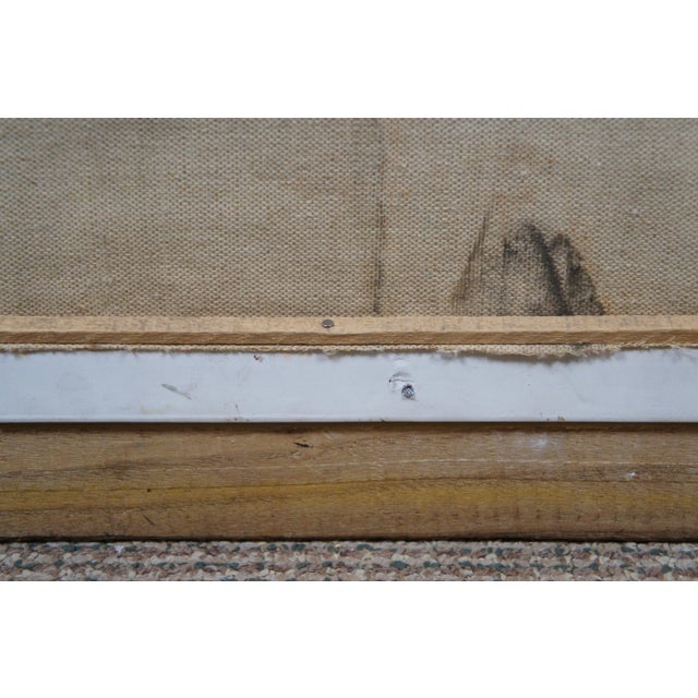 Vintage Impressionist Water Lilies Lily Pads Pond Oil Painting on Canvas 40" For Sale - Image 11 of 11