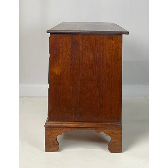 Vintage Chippendale Style Solid Walnut Kneehole Desk For Sale - Image 4 of 14