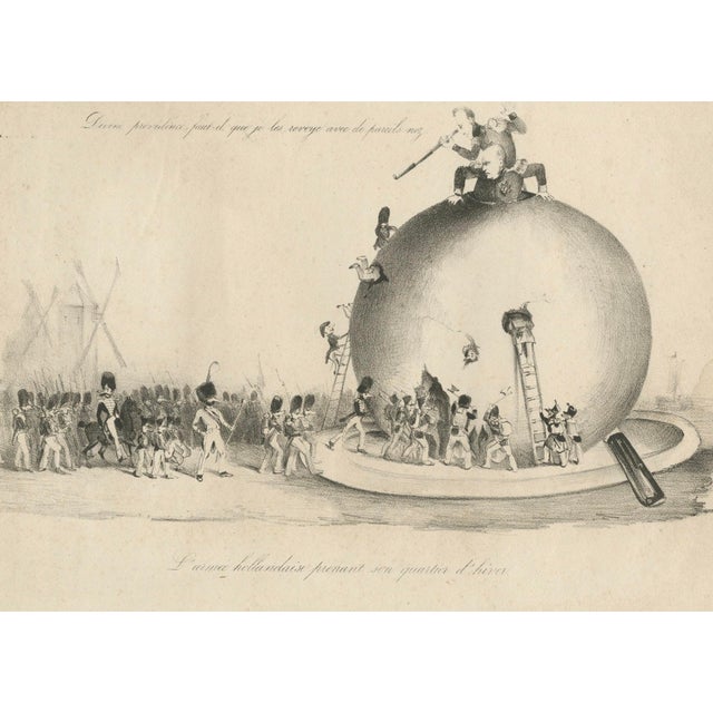 Dutch Troops Winter Quarters in a Cheese, Belgium, 1830, Litograph on Paper For Sale - Image 3 of 4