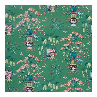 Schumacher Ming Vase Wallpaper in Jade - 10 Yards For Sale