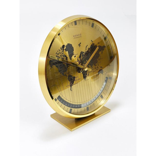 Mid-Century Brass Table Clock attributed to Wilhelm Kienzle, Germany, 1960s For Sale - Image 18 of 18