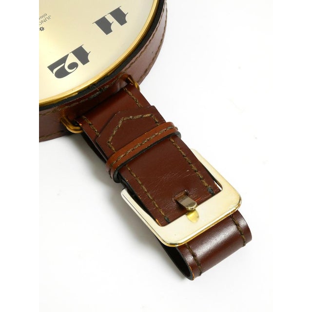 Junghans Brass Wall Clock with Leather Strap, 1960s For Sale - Image 11 of 18