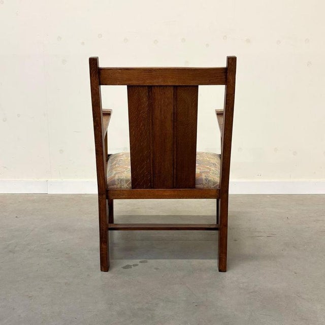 Wood Dutch Hague School Art Deco Oak Armchair, 1920s For Sale - Image 7 of 16