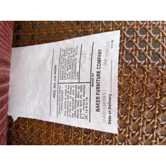 Wood Vintage Baker Furniture Milling Road Sheraton Style Cane Settee/Bench For Sale - Image 7 of 7