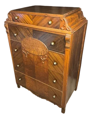 Art Deco Waterfall Style Inlaid Chest of Drawers – 1930s–1940s