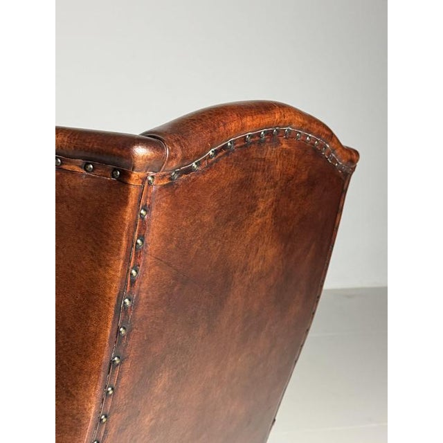 Wingback Club Chair in Sheep Leather For Sale - Image 3 of 18