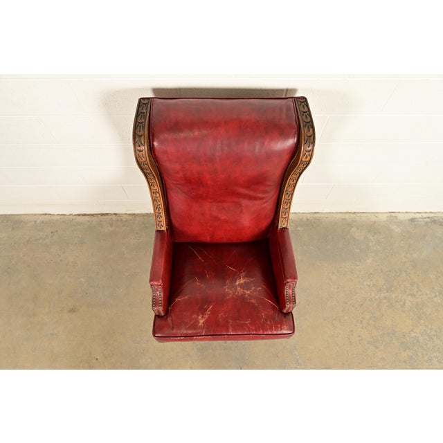 1960s Romweber Viking Oak and Leather High Back Executive Swivel Desk Chair, Circa 1960s For Sale - Image 5 of 14