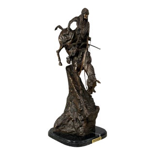 Bronze "The Mountain Man" Statue After Remington, Signed - 28" H For Sale