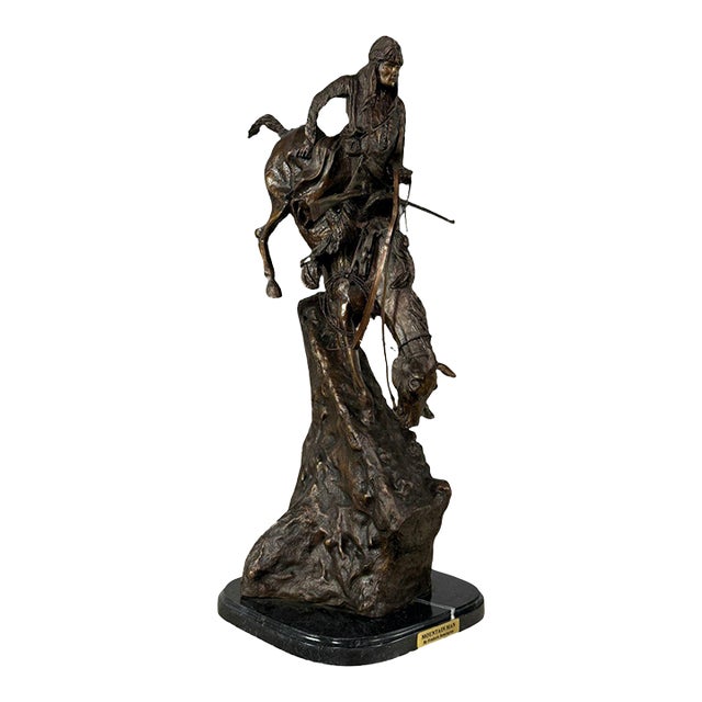 Bronze "The Mountain Man" Statue After Remington, Signed - 28" H For Sale
