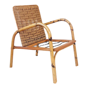 1950s French Vintage Bamboo Lounge Chair by Adrien Audoux & Frida Minet